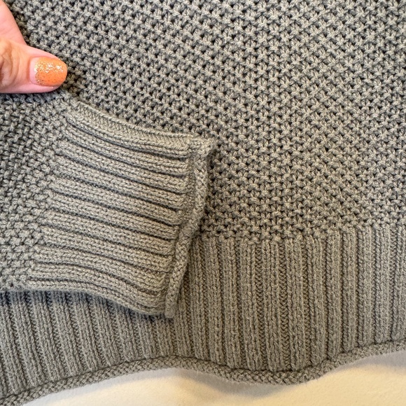 AE | Open Knit Henley Olive Green VSCO Cozy Pullover Sweater - Picture 9 of 14